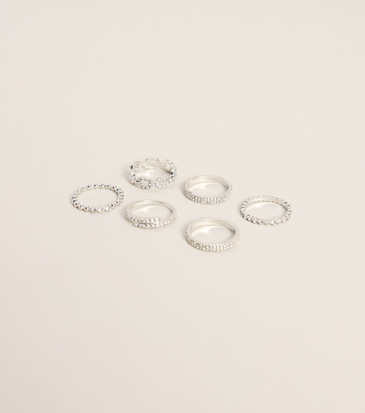 Shimmer Stacking Rhinestone Ring Set