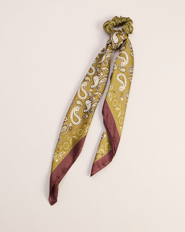 Tied Up Satin Paisley Scrunchie Scarf