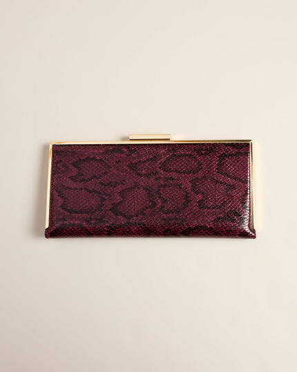 Wild Card Snake Print Faux Leather Clutch