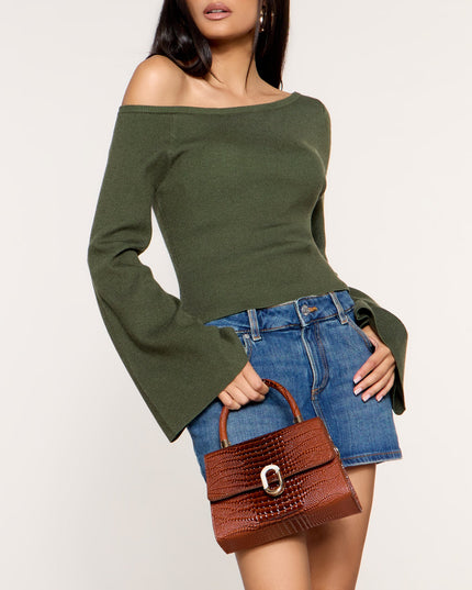 Handle The Day Croc Embossed Handbag