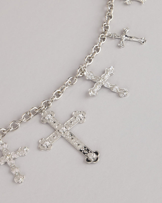 Sleek Edge Cross Charm Chain Belt