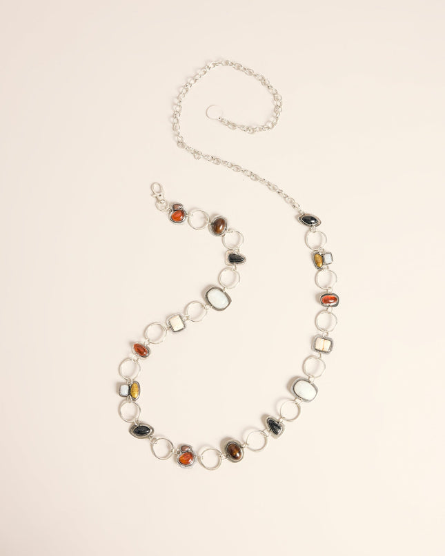 Stone Crush Mixed Gem Chain Belt