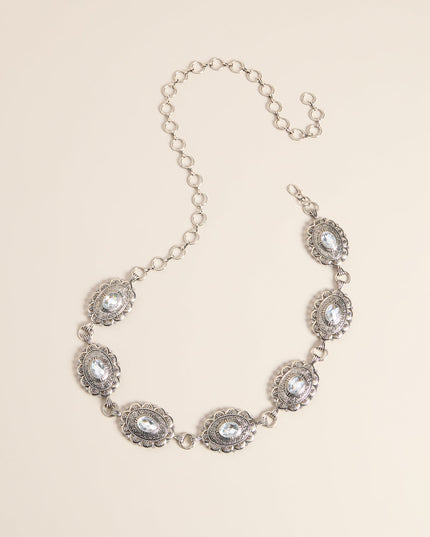 Chain Reaction Rhinestone Concho Metal Belt