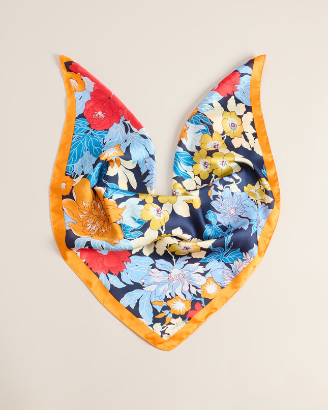 Postcard Ready Floral Print Satin Scarf