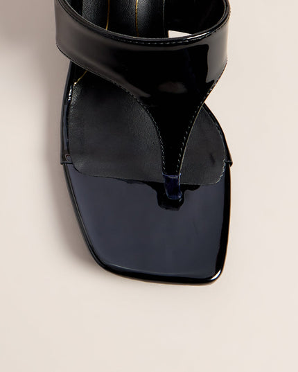 Sleek Step Patent Thong Kitten Heels